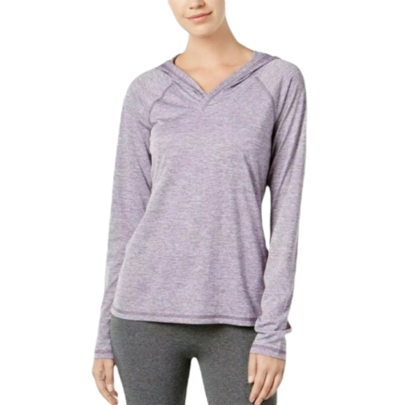 NWT Ideology Essential Pullover Top Women's Size Medium Montana Grape Hooded - Picture 3 of 6
